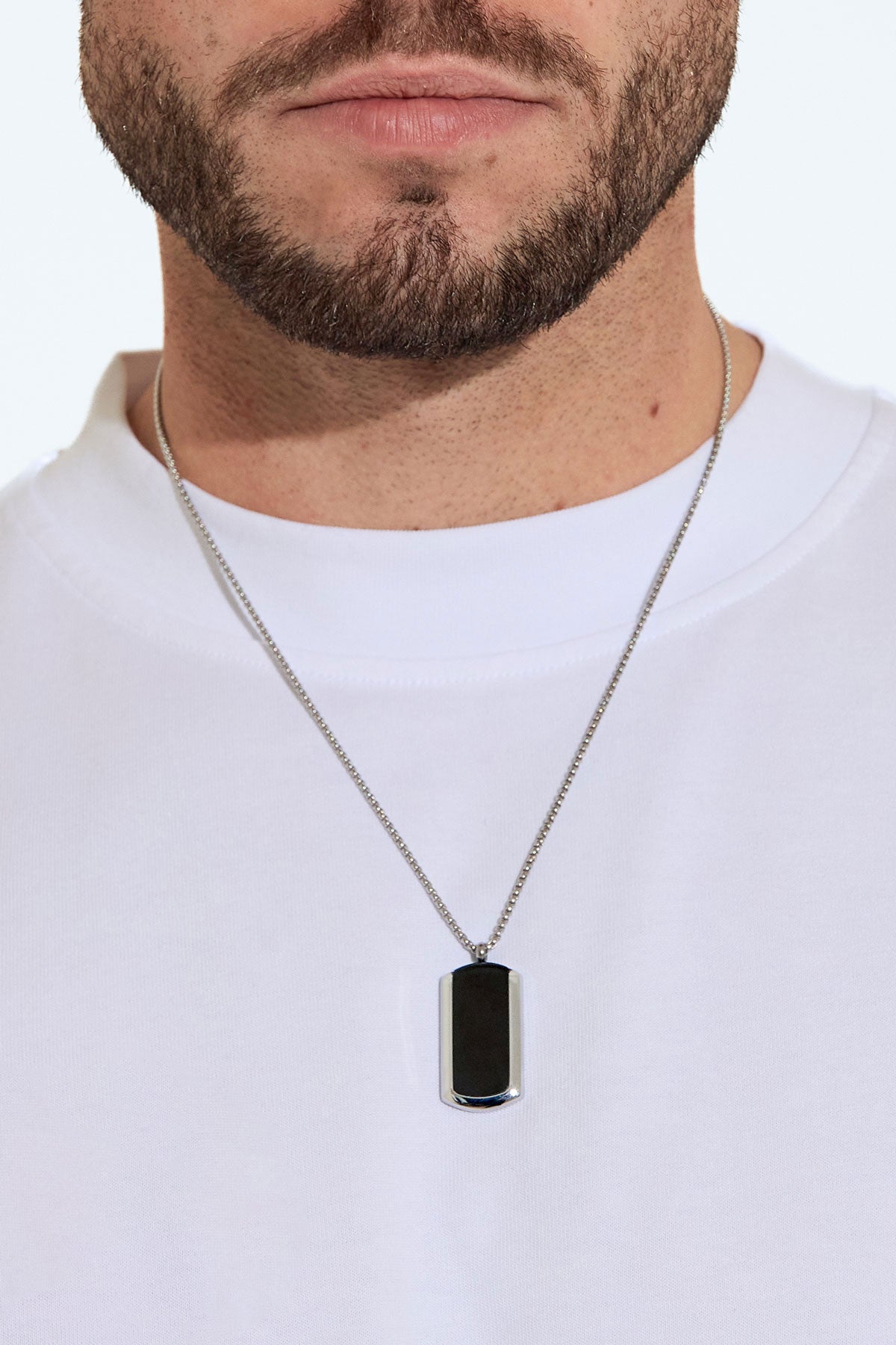 Men's Necklace Black/silver Charm - Silver