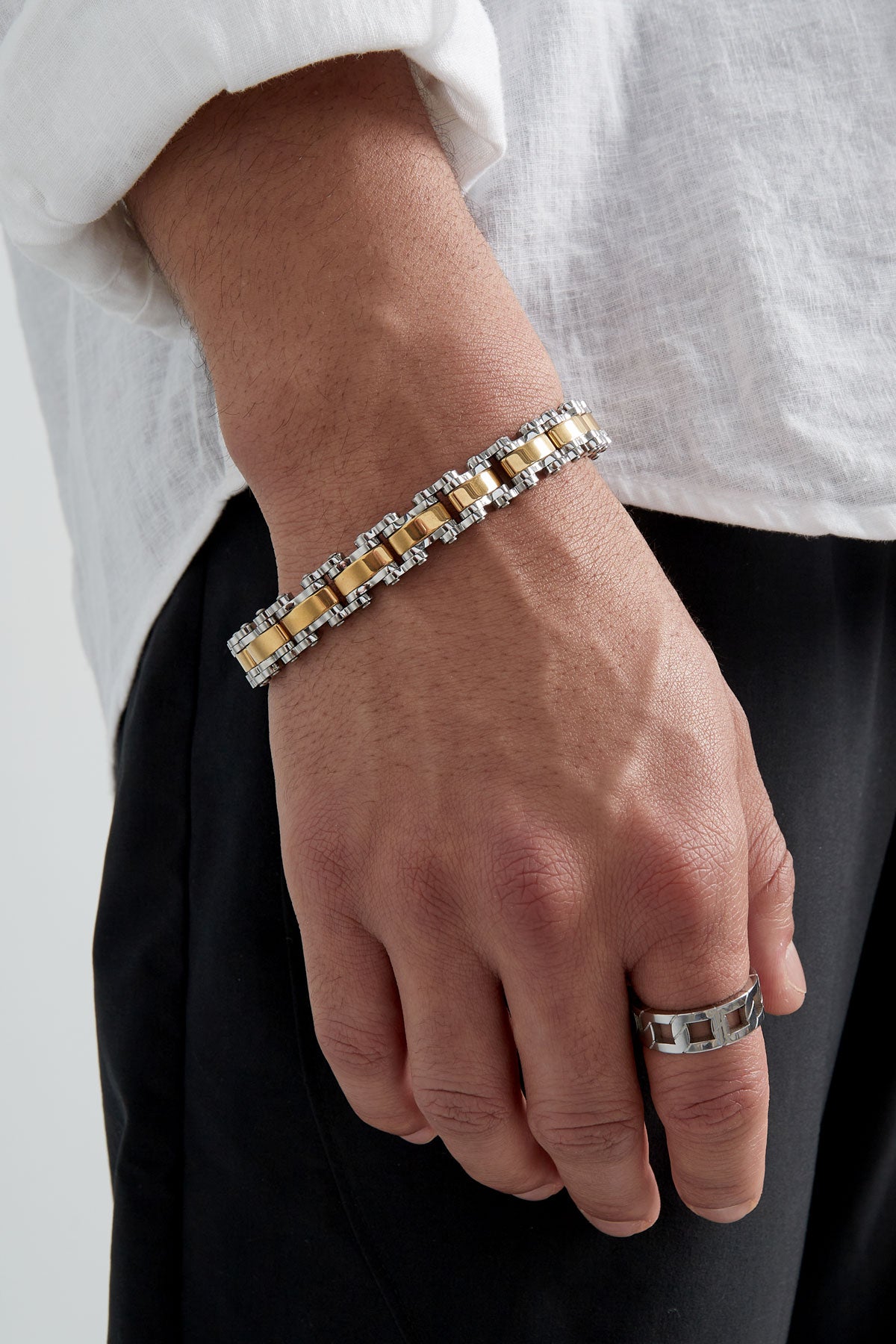 Men's Bracelet Fusion Cuff - Silver Gold