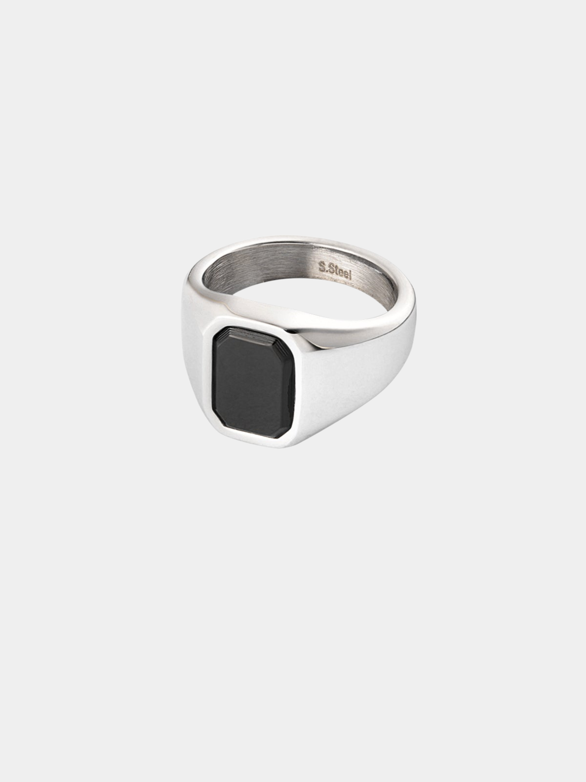 Men's Ring Rectangular Stone - Silver