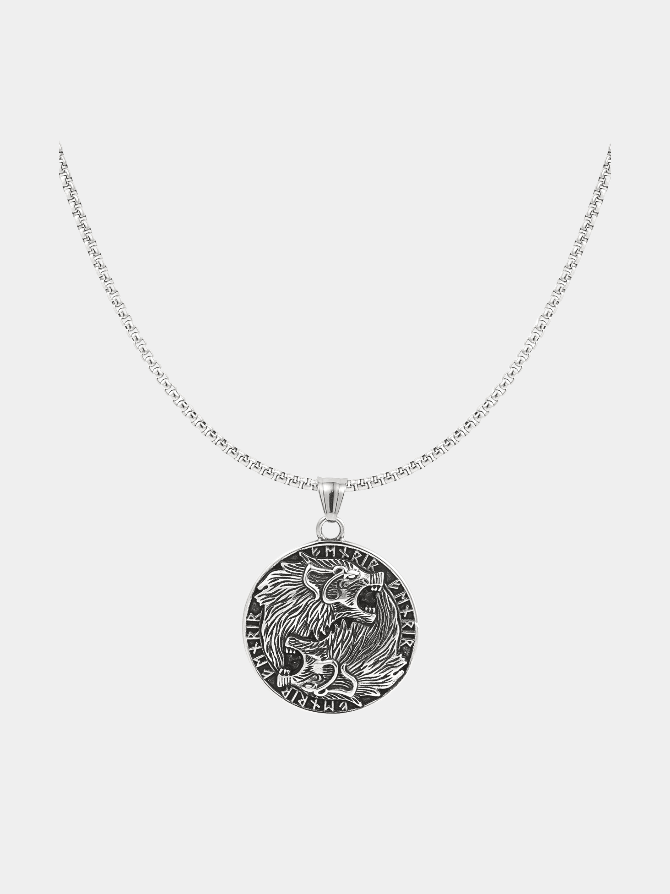 Men's Necklace Tiger Coin - Silver