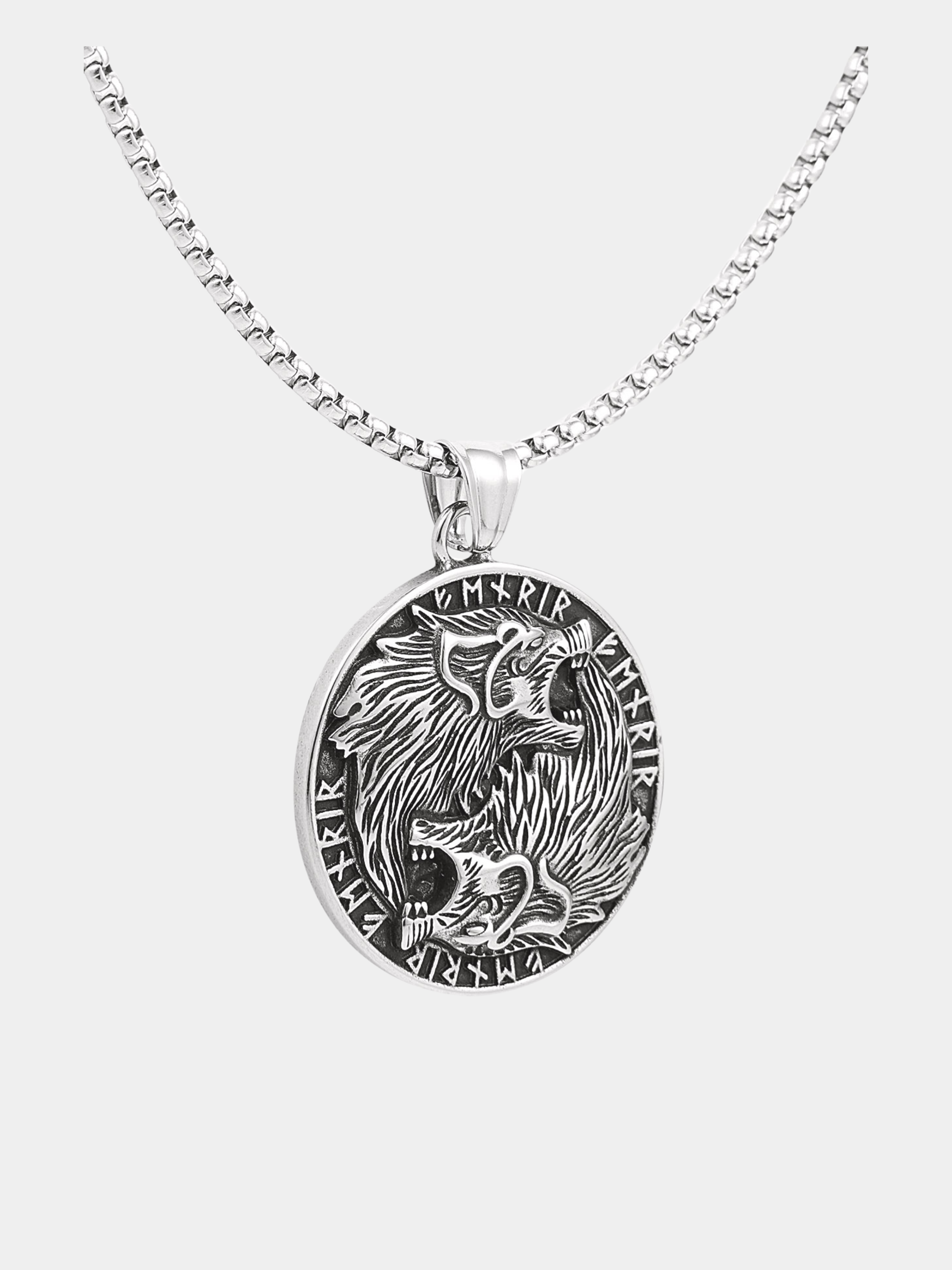 Men's Necklace Tiger Coin - Silver